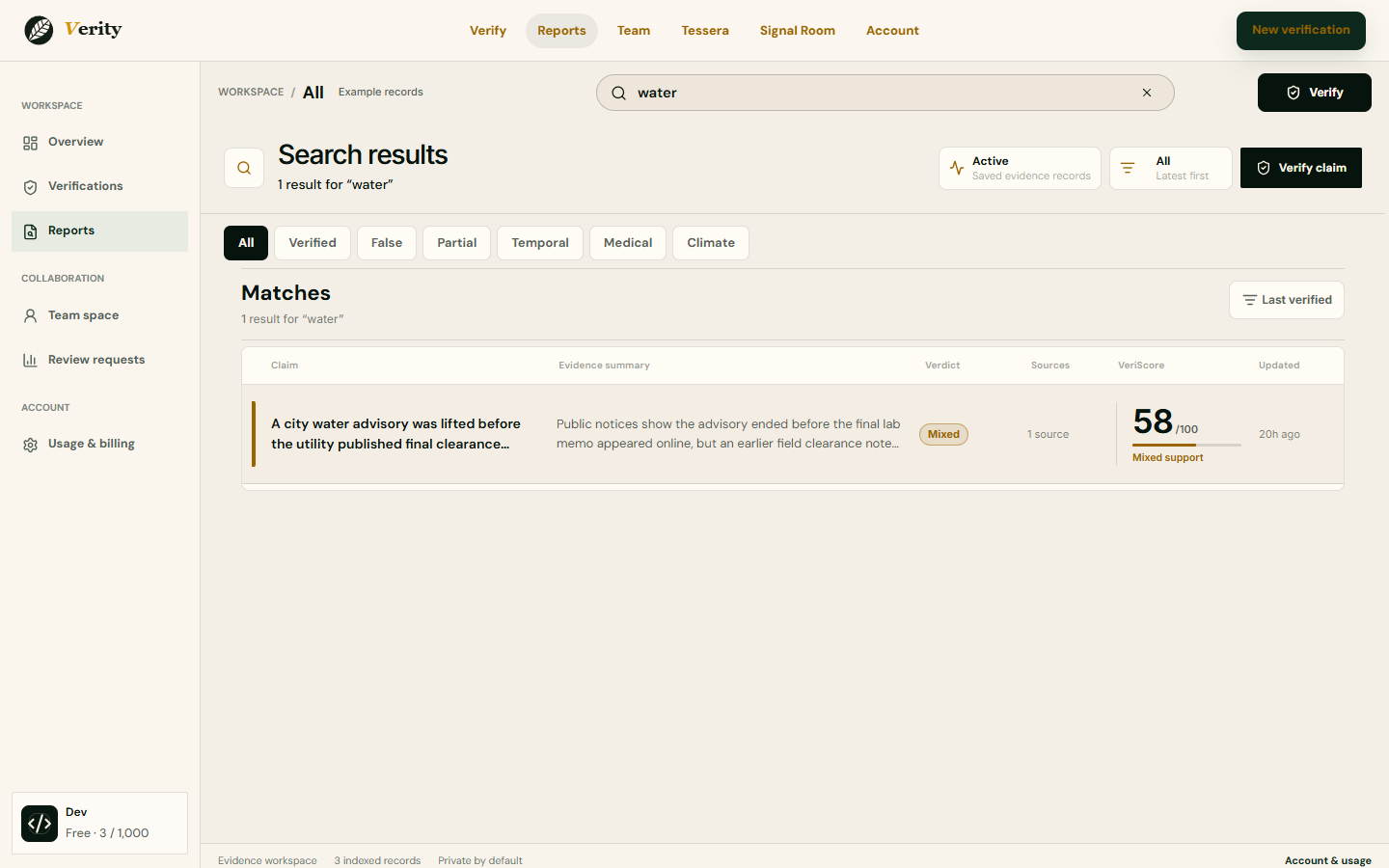 Searching saved evidence